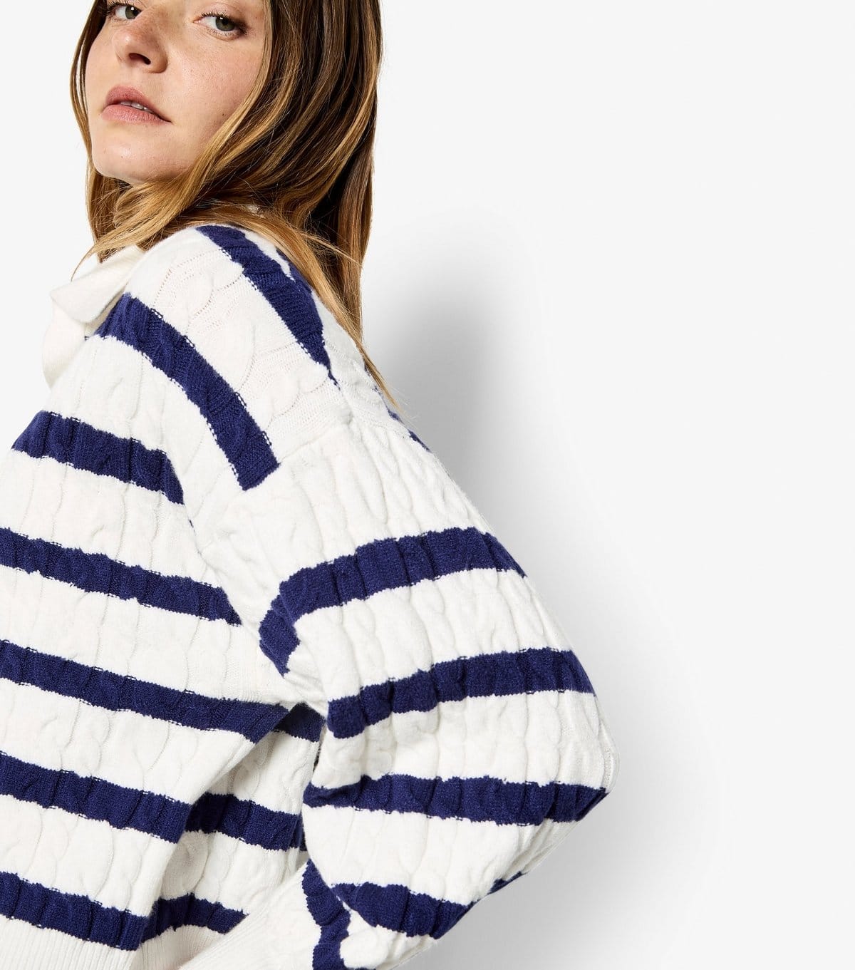 Apricot Women's White Striped Cable Knit Jumper Apricot New Look - 4