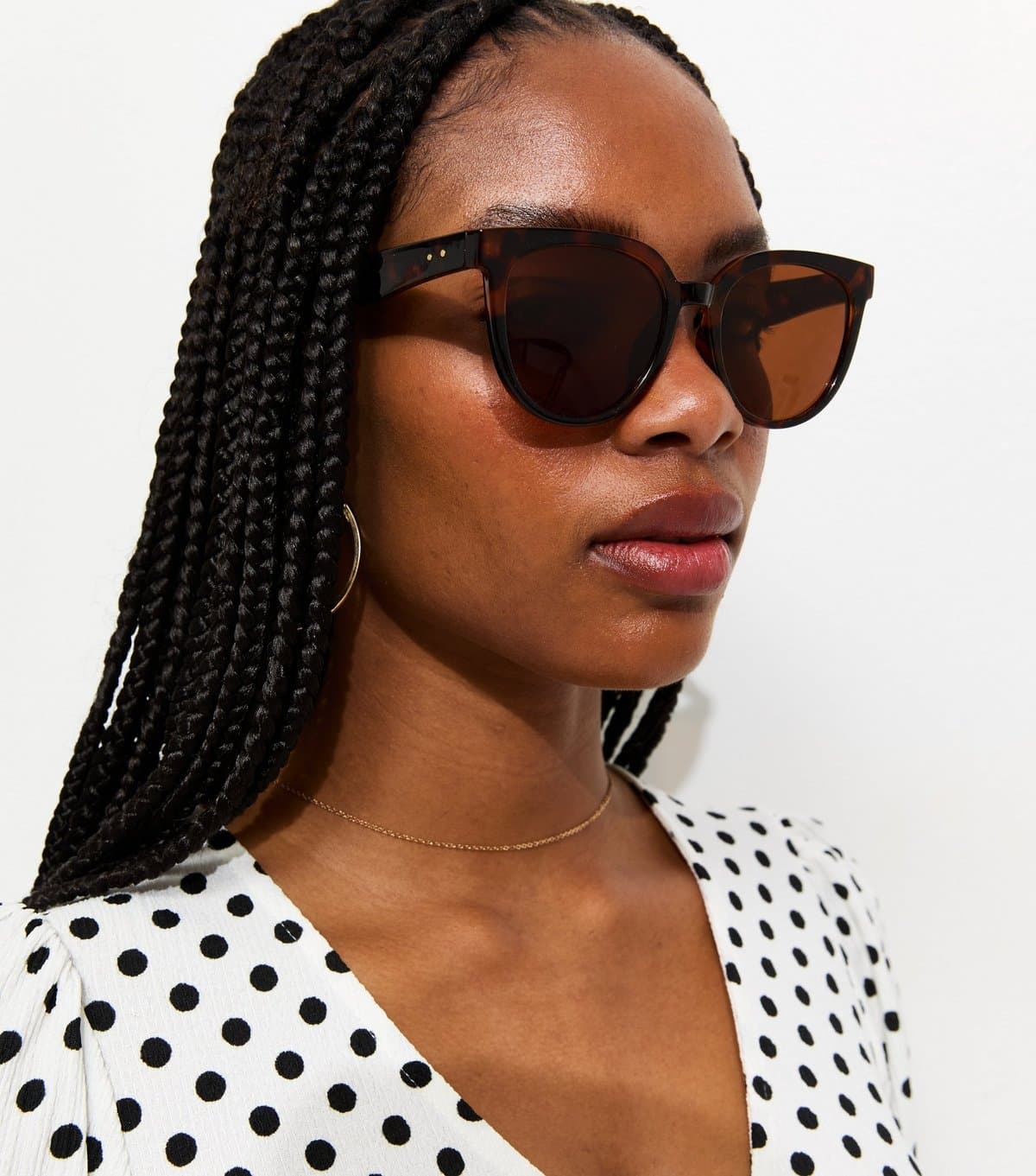 New Look Brown Round Tortoiseshell Effect Cat Eye Sunglasses New Look