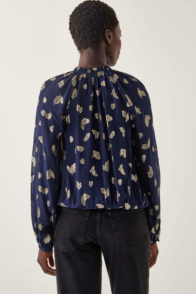 Monsoon Monsoon Women's Angela Leaf Print Wrap Blouse Blue - 2