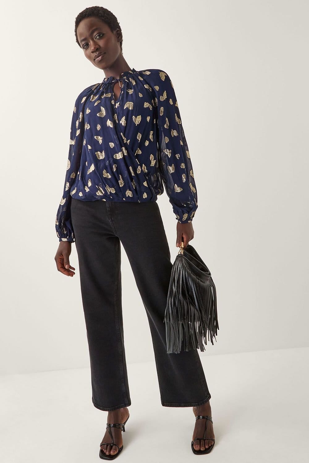 Monsoon Monsoon Women's Angela Leaf Print Wrap Blouse Blue - 4