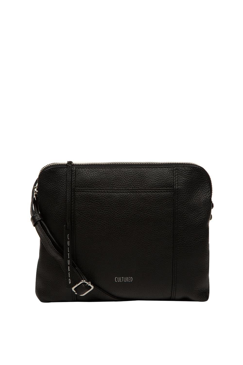 Cultured London Cultured London Black Leather Cross Body Bag