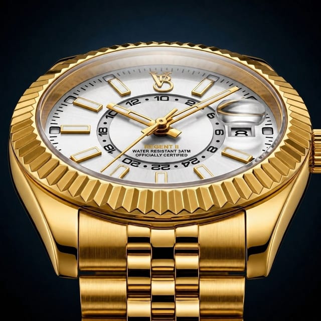 VON BREYER VON BREYER Men's Mens Watch Regent II GOLD 24 Hour Silver Dial 42MM in Metallic Gold - 2