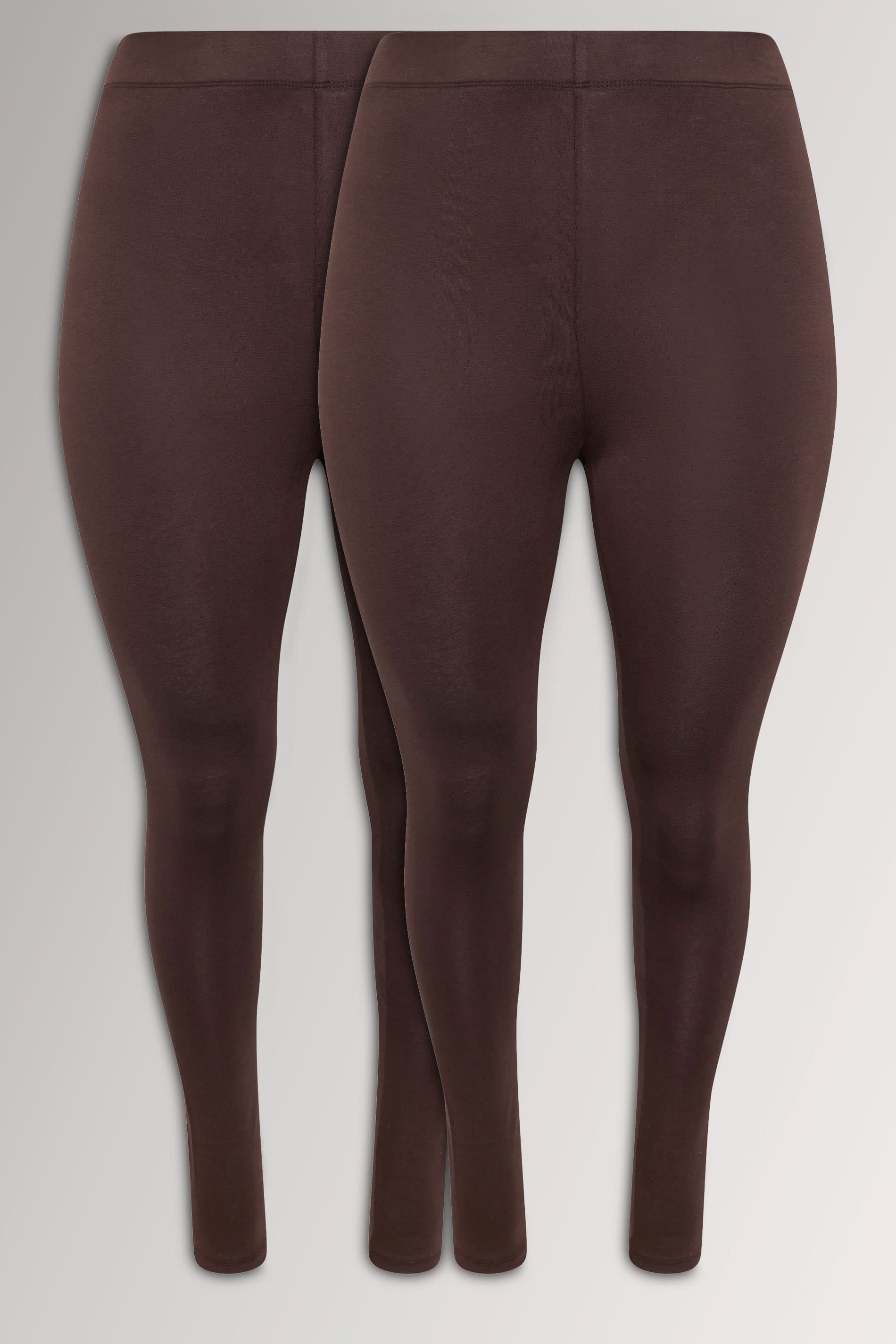 Yours 2 Pack Plus Size Chocolate Brown Leggings