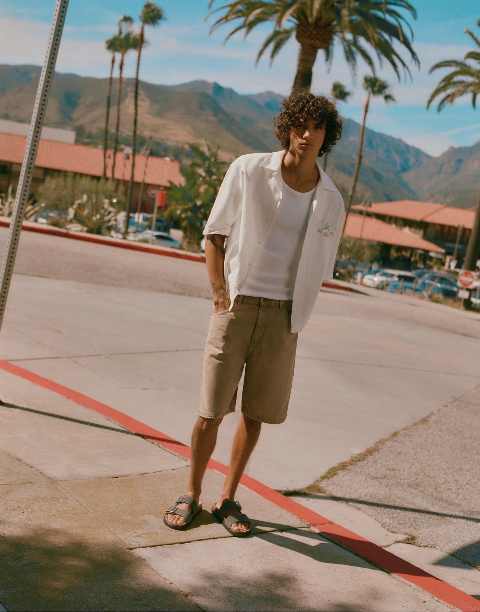 ASOS ASOS Off White Palm Tree Short Sleeve Shirt