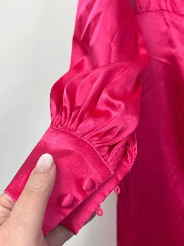 Never Fully Dressed Pink Satin Wrap Dress, Size 8
