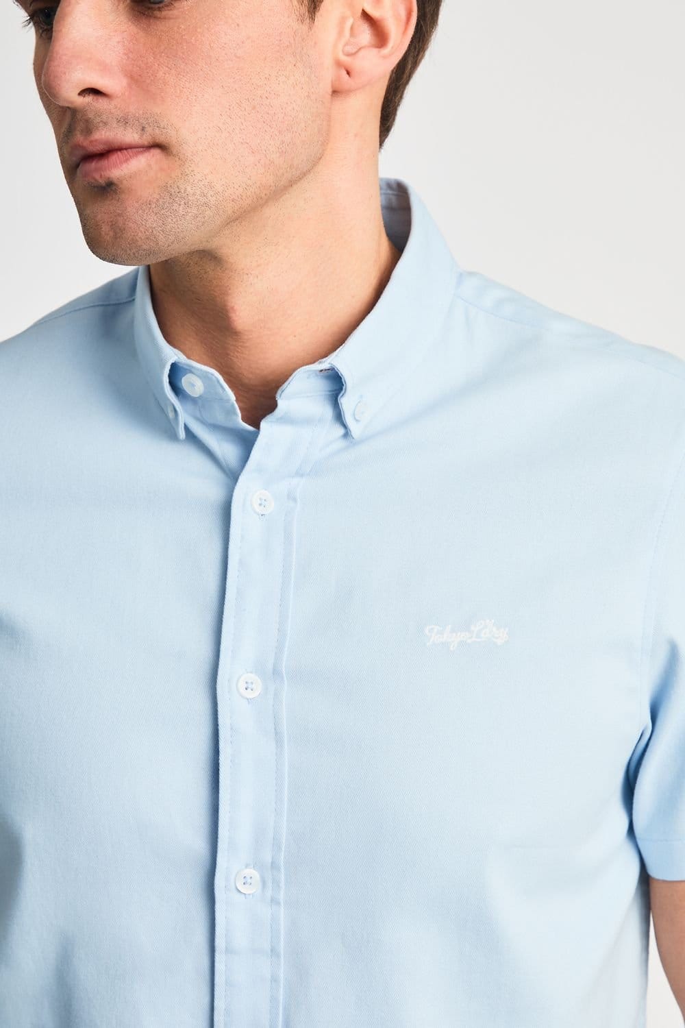Tokyo Laundry Tokyo Laundry Men's Cotton Short Sleeved Button-Up Oxford Shirt in Blue - 4