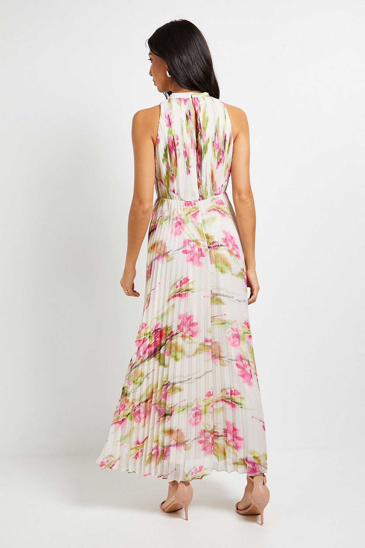 Wallis Wallis Women's Floral Print Pleated Maxi Dress in Ivory - 3