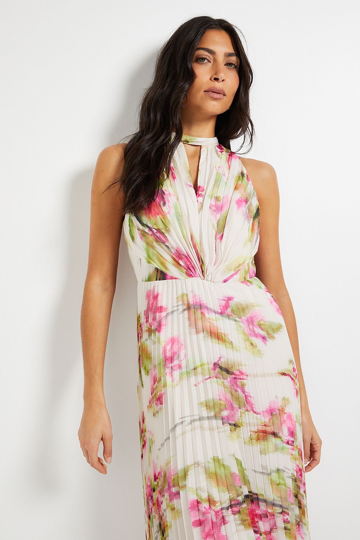 Wallis Wallis Women's Floral Print Pleated Maxi Dress in Ivory - 4