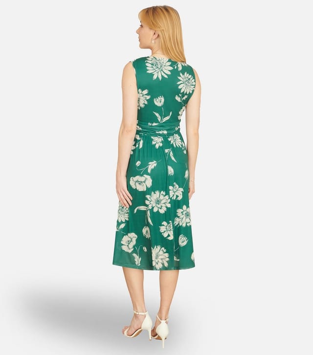 Yumi Women's Green Floral Sleeveless Wrap Midi Dress Yumi New Look - 3