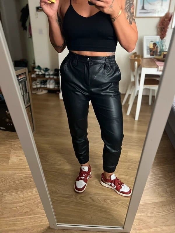 Bershka Leather cargo pants