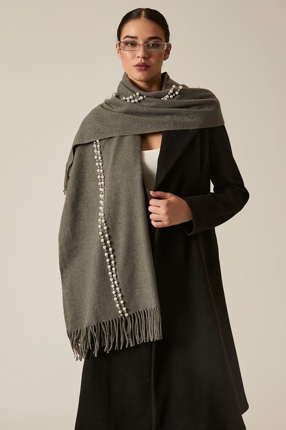 James Lakeland James Lakeland Charcoal Pearl Detail Scarf