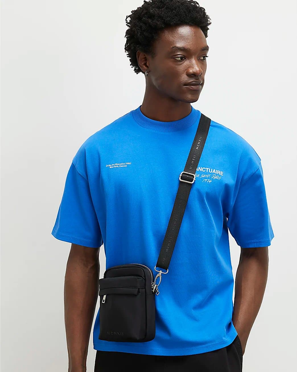River Island Mens River Island Black Nylon Cross Body Bag