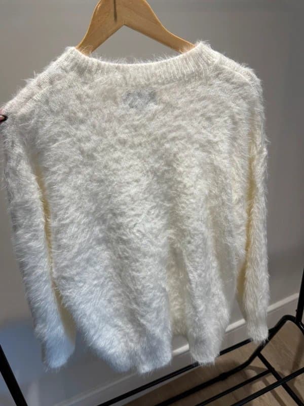 ASOS ASOS Design Cream Fluffy Knit Jumper – Soft Fuzzy Sweater – XS (UK 4–6)
