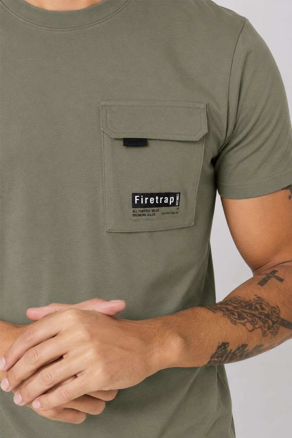 Firetrap Firetrap Men's 3 Pack Regular Fit Cotton Pocket Tees - 4