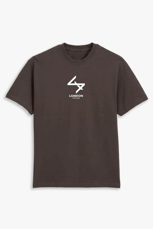 LONDON ATTITUDE LONDON ATTITUDE Men's Japanese inspired Oversized Heavyweight Cotton T-Shirt in Chocolate - 3