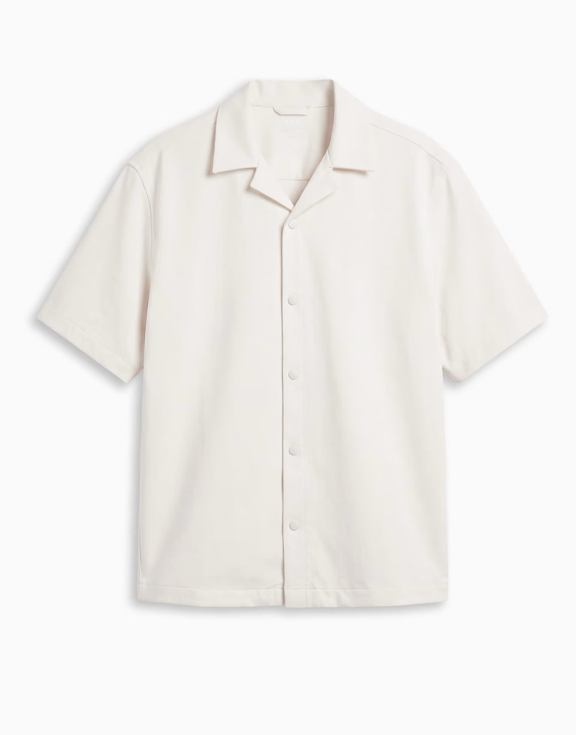 ASOS ASOS DESIGN motionMAX™ relaxed fit four way stretch shirt in off white