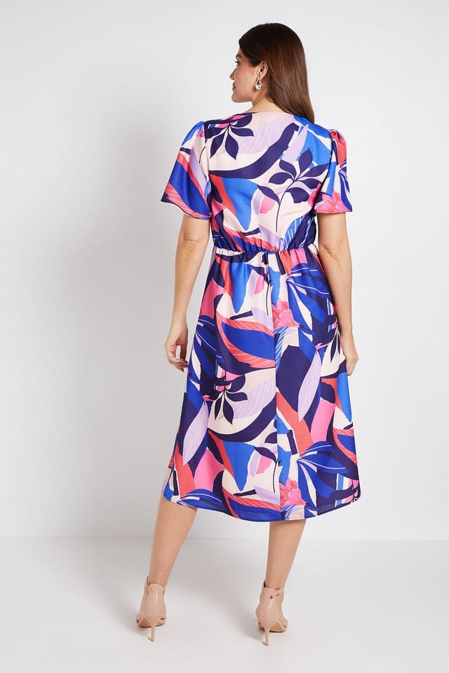 Wallis Wallis Women's Summer Floral Knot Midi Dress in Navy - 3