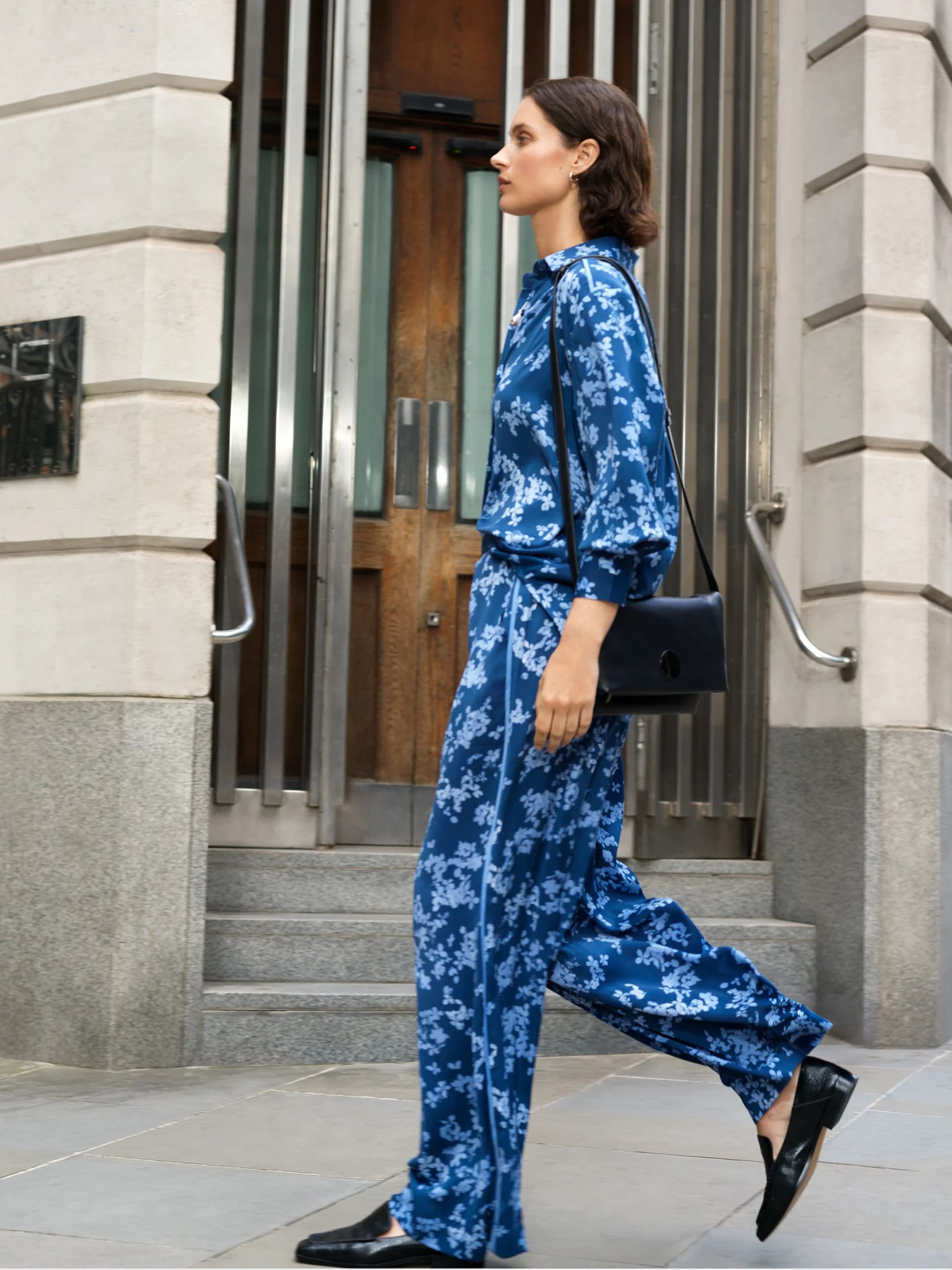 French Connection Isla Celaya Floral Straight Leg Trousers Blue Multi