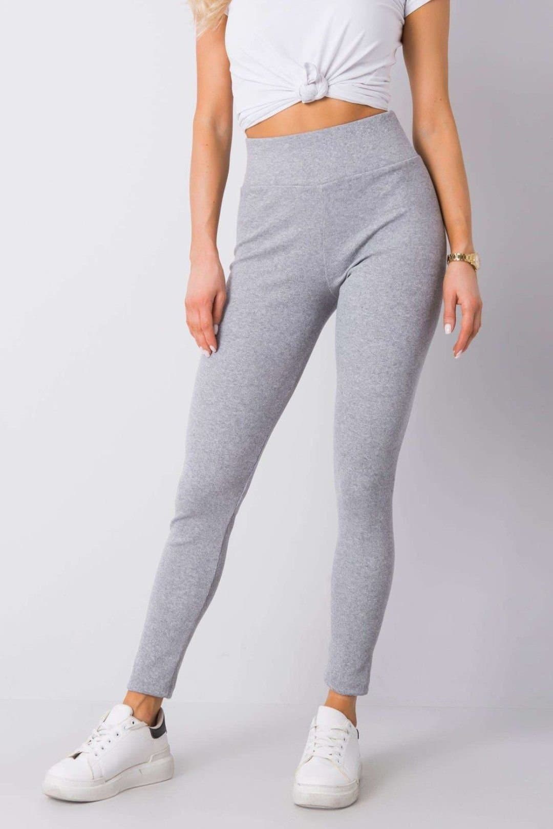 Love Lace Love Lace Women's Ribbed High Waist Long Leggings Style 167293 in Grey