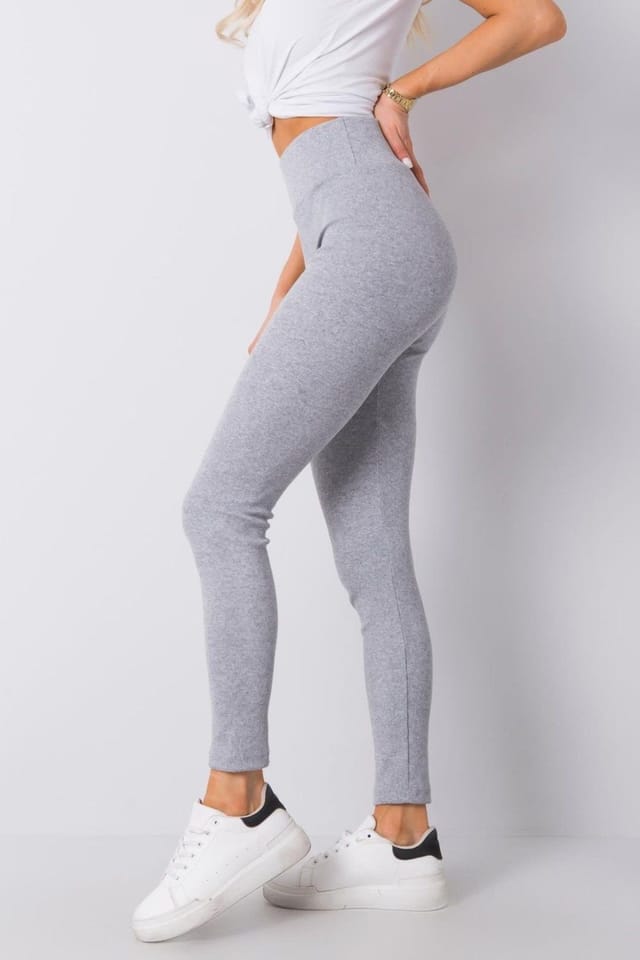 Love Lace Love Lace Women's Ribbed High Waist Long Leggings Style 167293 in Grey - 3
