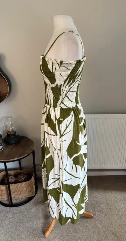 Primark Primark olive green palm print midi sundress - size  M 10