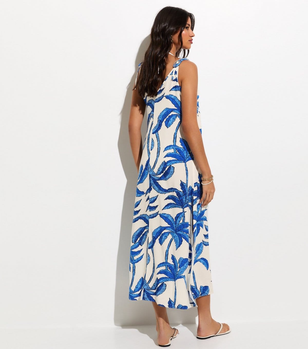 New Look Women's Blue Palm Tree Print Beach Maxi Dress New Look - 4
