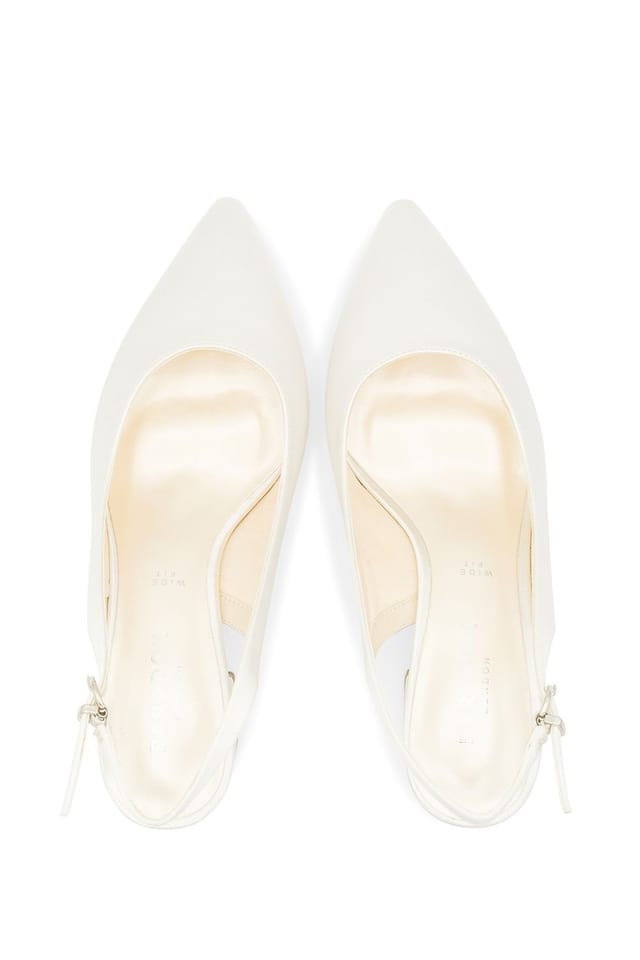 Paradox London Paradox London Women's Wide Fit Dyeable Satin 'Bessy' Mid Block Heel Sling Back Court Shoe in Ivory - 3