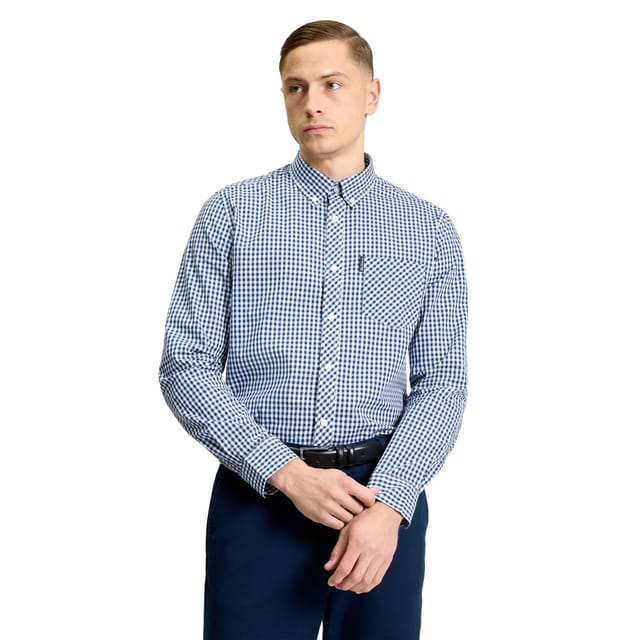 Ben Sherman Ben Sherman Men's Signature Gingham Long-Sleeved Shirt in Dark Blue - 2