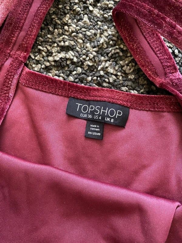 Topshop Topshop size 8 burgundy velvet bodysuit