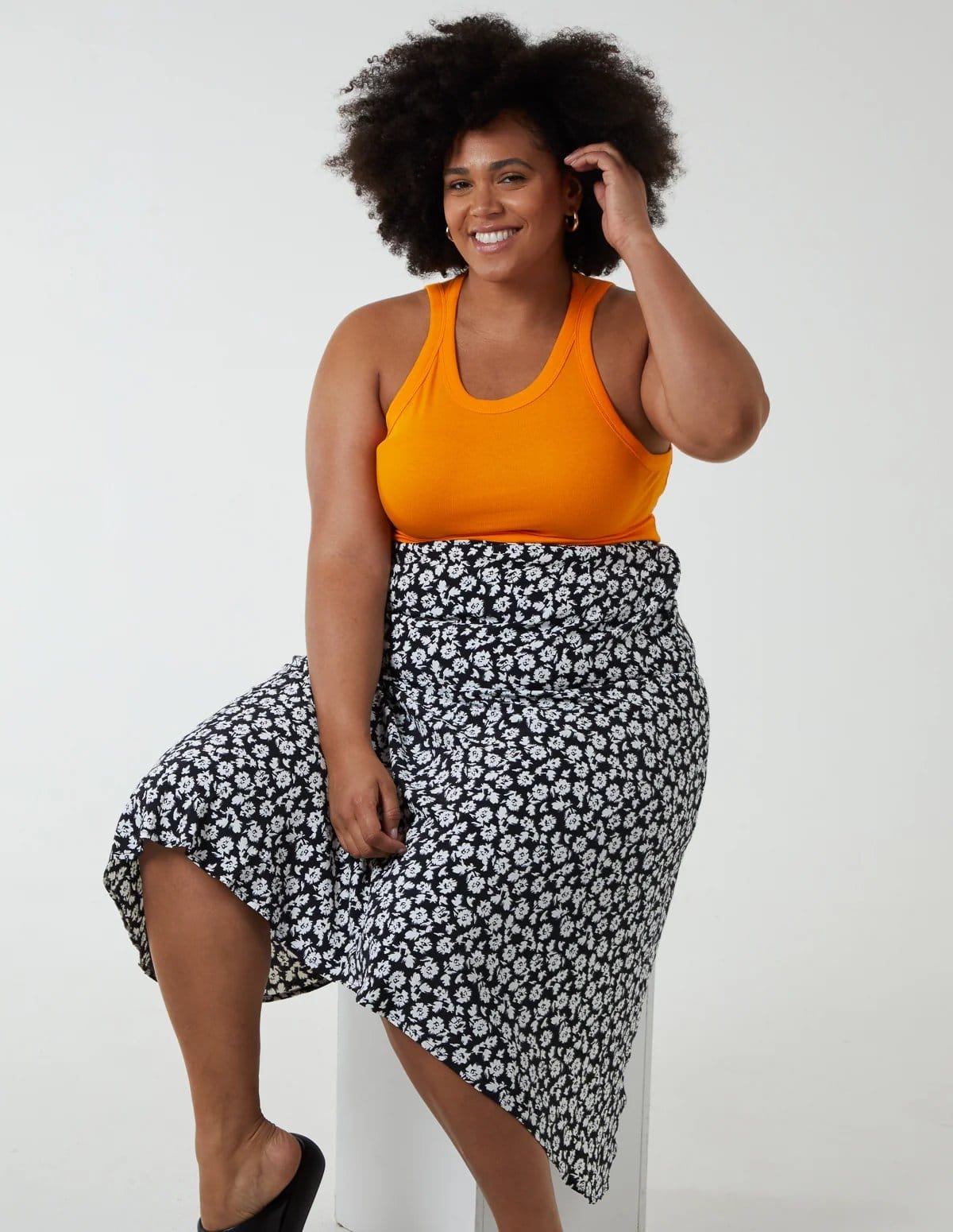 Blue Vanilla Curve Asymmetric Seam Midi Skirt - 4