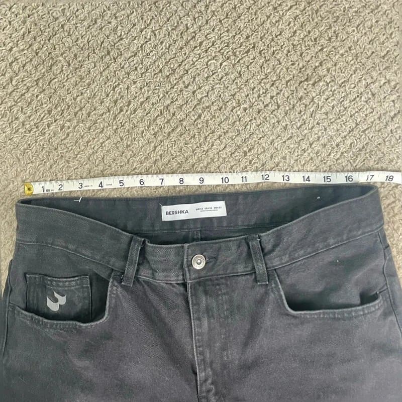 Bershka Bershka Black Wide Leg Jeans W34 Mens Straight Fit denim Pants