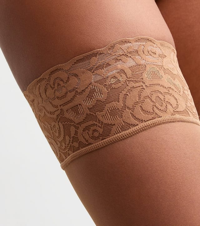 New Look Tan Lace Trim Hold Up Tights New Look - 2
