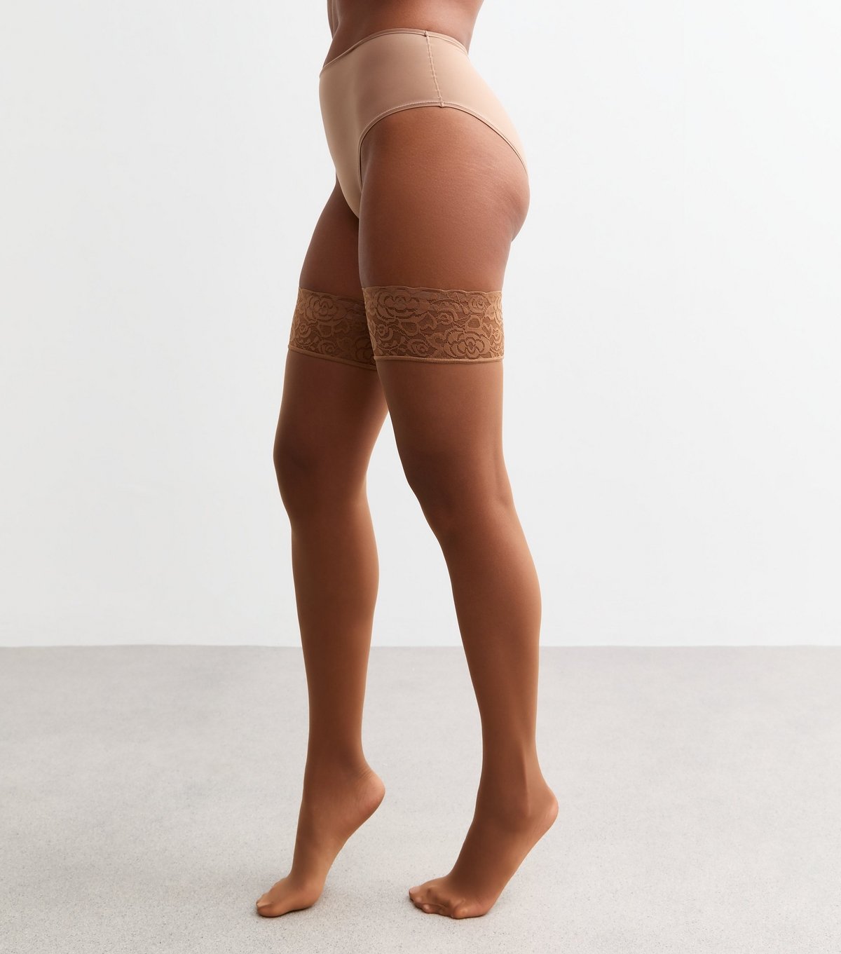 New Look Tan Lace Trim Hold Up Tights New Look - 3