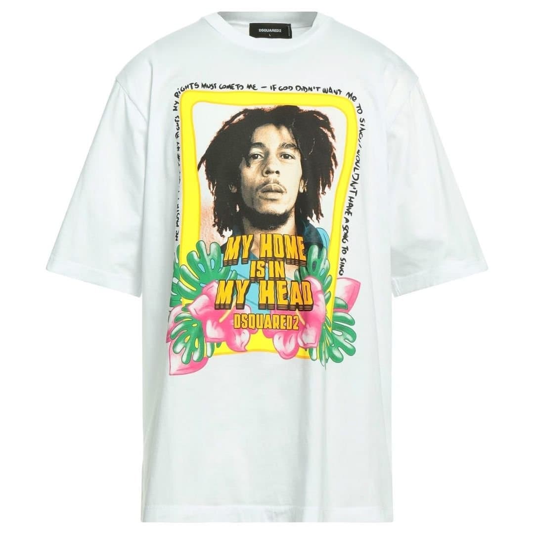 Dsquared2 Dsquared2 Men's Skater Fit Home Is In My Head Logo White T-Shirt