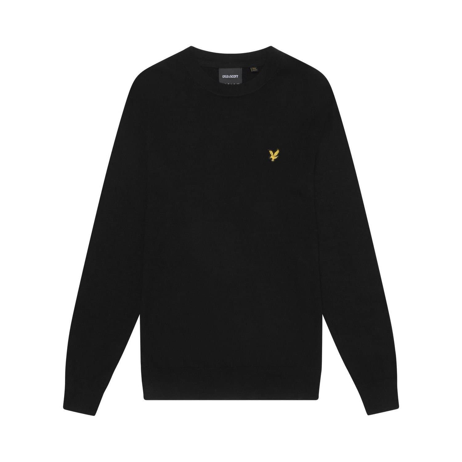 Lyle & Scott Lyle & Scott Men's Cotton Merino Crew Neck Jumper in Black