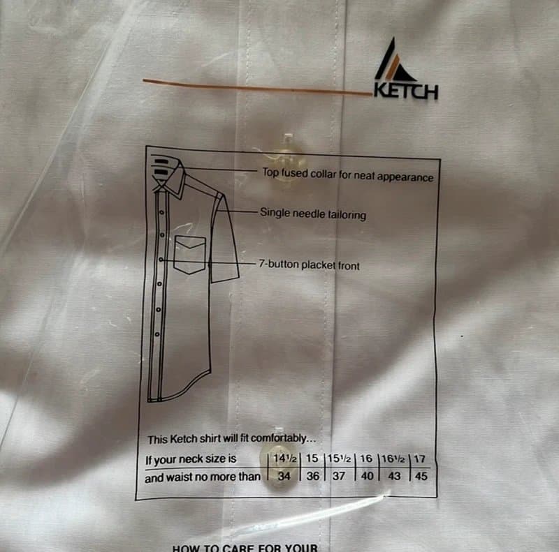 Ketch Ketch Men's NWOT White Dress Shirt Size 16