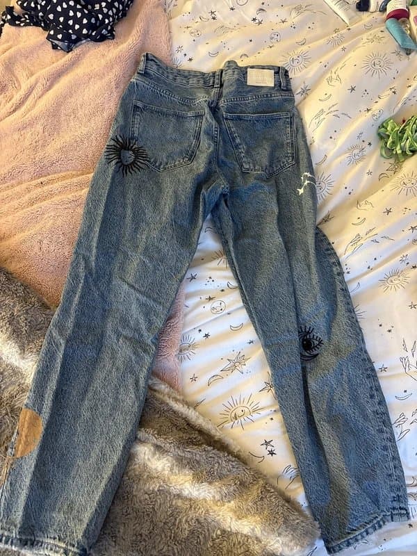 Bershka painted blue jeans