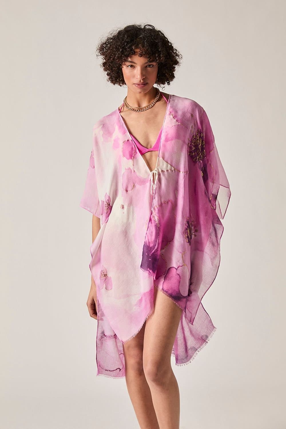 James Lakeland James Lakeland Women's Pink Watercolour Floral Kaftan