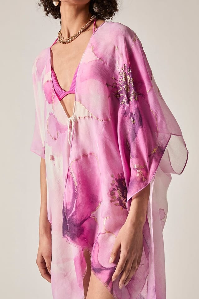 James Lakeland James Lakeland Women's Pink Watercolour Floral Kaftan - 3