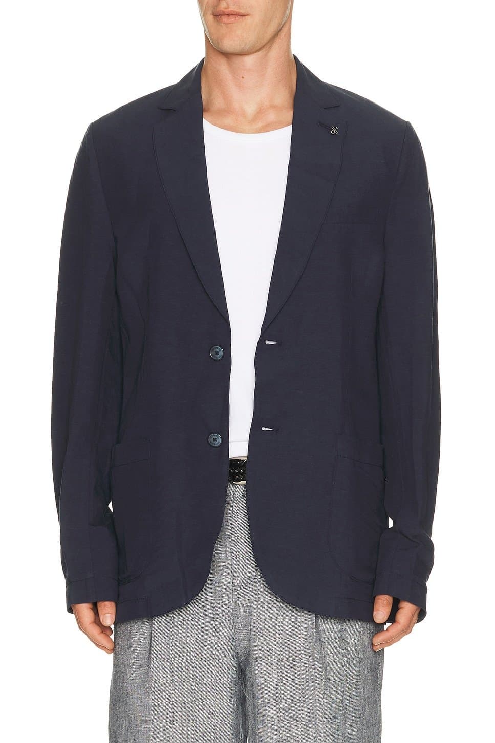 revolve Revolve Blue Linen Blazer