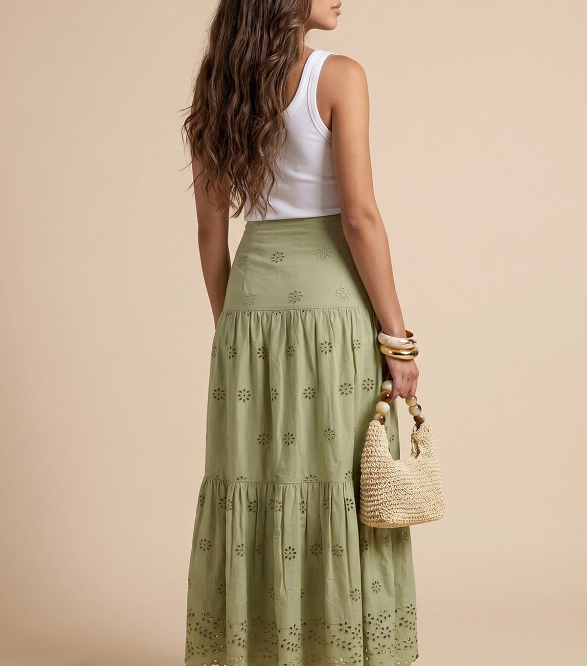 Urban Bliss Women's Bright Light Khaki Broderie Anglaise Maxi Skirt Urban Bliss New Look - 4
