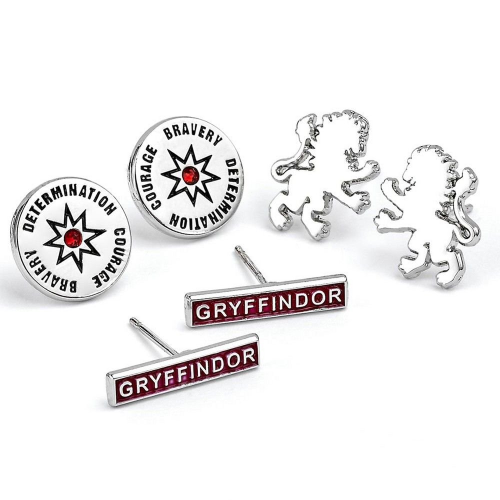 Harry Potter Harry Potter Men's Silver Plated Gryffindor Earring Set (Pack of 3) - 1
