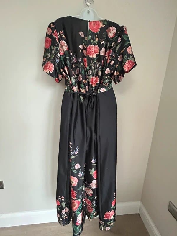 Friends Like These * NEW * (shop floor) Friends Floral Print Satin Puff Sleeve Scoop Neck Midi Dress (RRP£85) UK 20