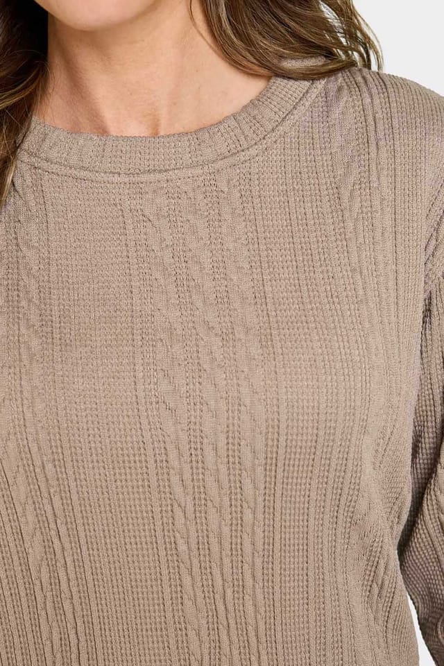 Amber Amber Women's Cable Design Lounge Suit in Light Brown - 2
