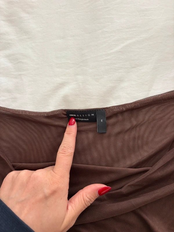 ASOS Design ASOS design mesh ruched top in chocolate - 1