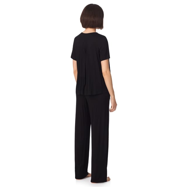 DKNY DKNY Women's Short sleeve top & pant pyjama sleep set with pleats in black - 2