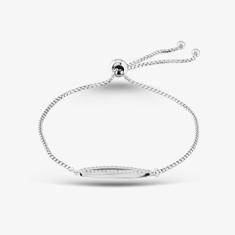 T.H.Baker T.H.Baker Women's Silver & Cubic Zirconia Open Oval Toggle Bracelet 2THB020804 - 1