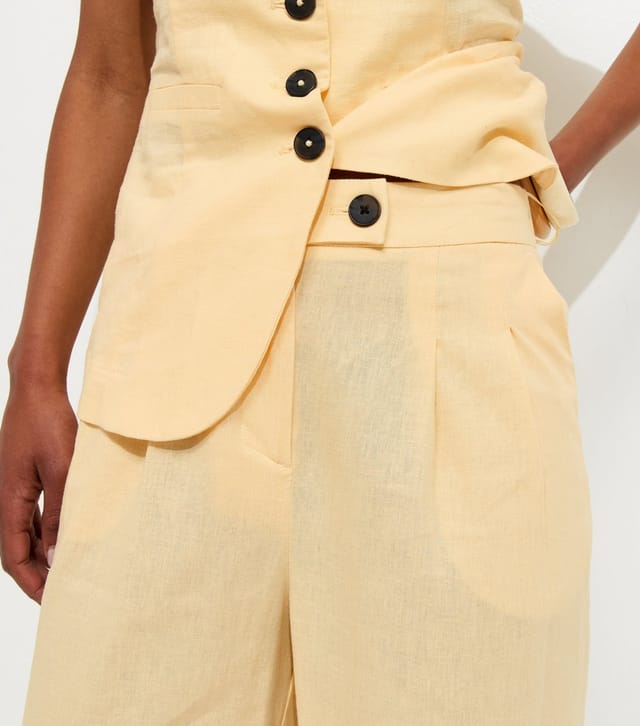 New Look Women's Light Yellow Linen Rich Tailored Trousers New Look - 2