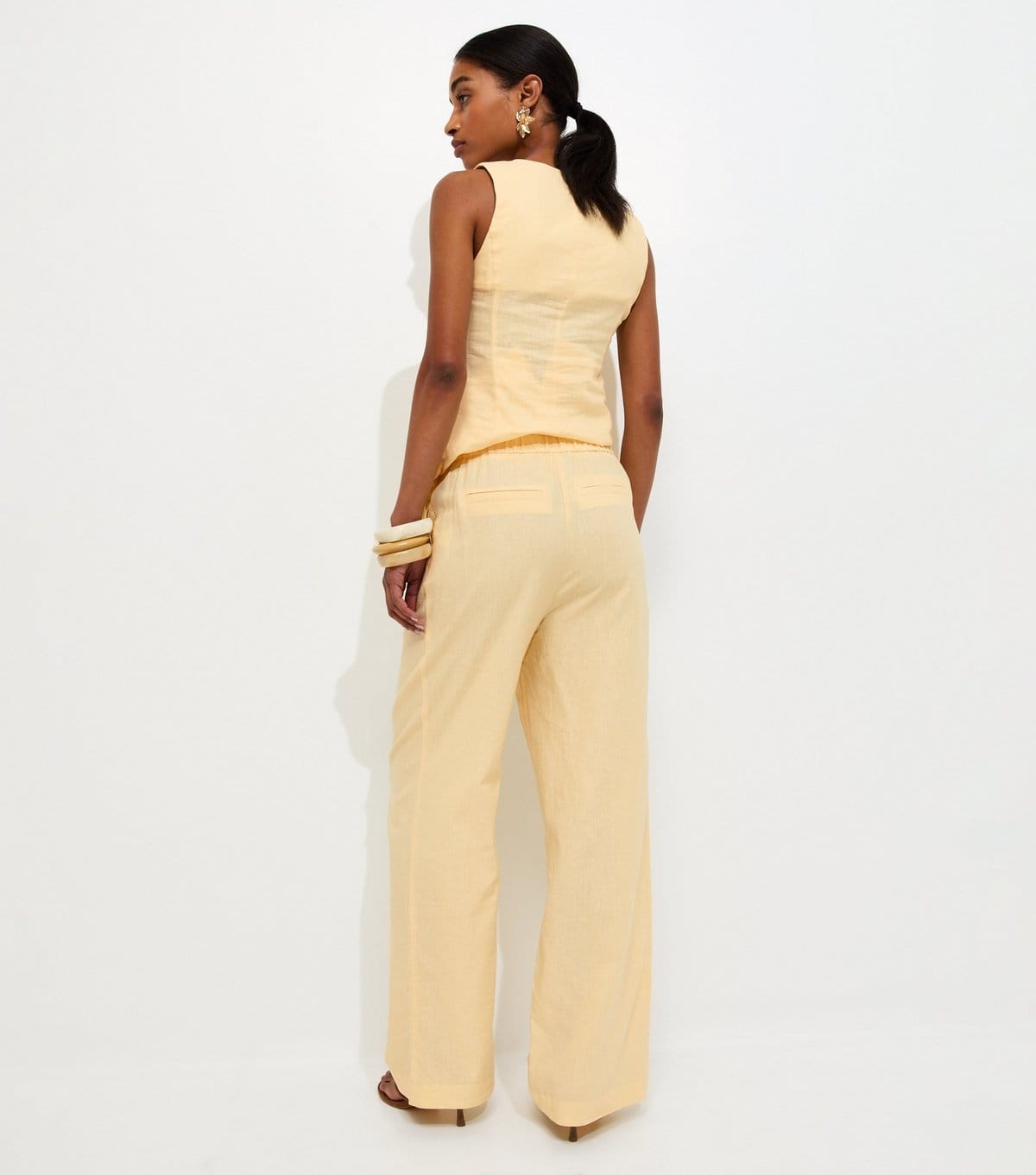 New Look Women's Light Yellow Linen Rich Tailored Trousers New Look - 4