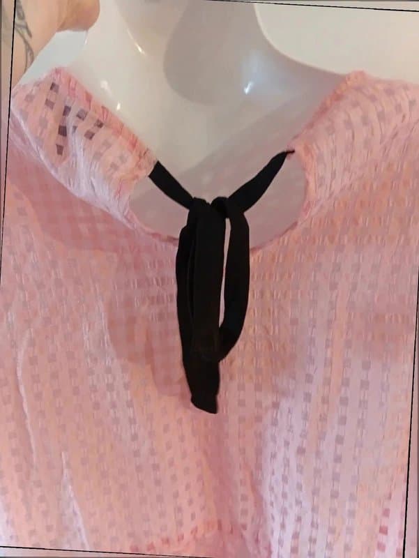 New Look womens New look Pink textured Peplum Top with tie Back – Size 10  sku45